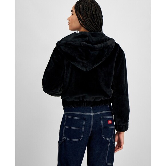 Planet Heart Juniors' Faux-Fur Cozy Zip-Front Jacket - Black, M - Picture 2 of 2